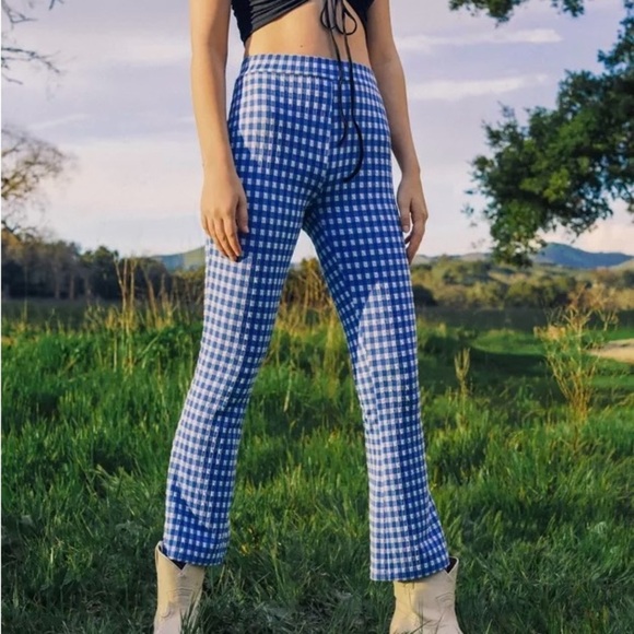 Urban Outfitters Black & Blue Checkered Pants Size Small - Picture 1 of 9
